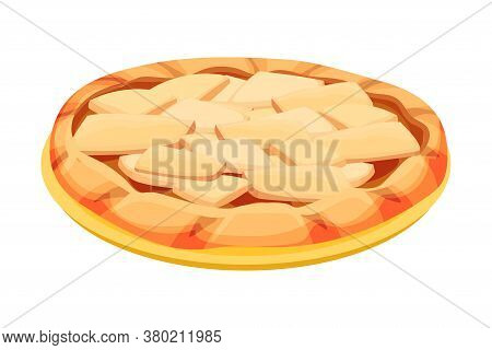 Baked Sweet Pie With Filling And Crust Made Of Shortcrust Pastry Vector Illustration