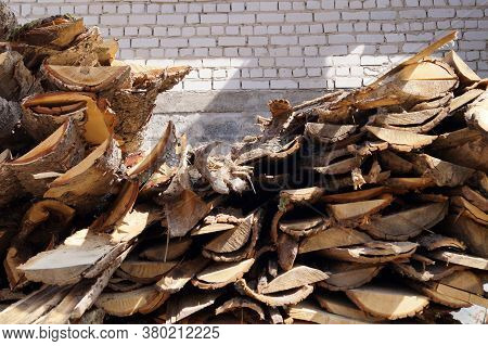 Unedged Lumber, Stacked Open Air Close Up