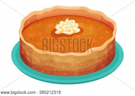 Baked Sweet Pie With Filling And Crust Made Of Shortcrust Pastry Vector Illustration