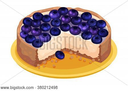 Sweet Homemade Open Pie Or Tart With Berry Filling And Crust Made Of Shortcrust Pastry Vector Illust