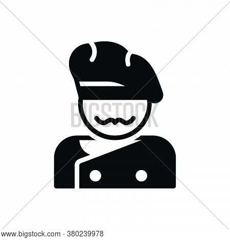 Black Solid Icon For Cook Chef Avatar Baker Cap Catering Gourment Professional Masterchief