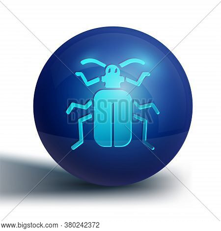 Blue Chafer Beetle Icon Isolated On White Background. Blue Circle Button. Vector