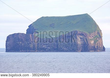 Lonely House On The Island Of The Vestmannaeyjar Archipelago. Iceland