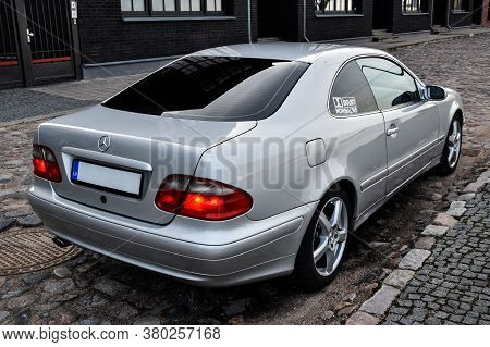 Riga, Latvia - April 22, 2018: Silver Mercedes-benz Coupe Clk200 Kompressor - W208, 2001.