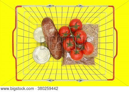 Food Supply. Crisis Stocks For The Period Of Quarantine Isolation On A White Background. Tomatoes, B