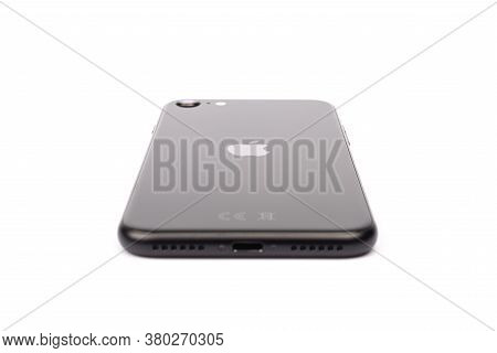 Paris, France - May 14, 2020: Design Of The New Black Iphone Se 2020 From The Multinational Company 