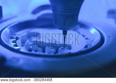 Dental Milling Made With Modern Equipment Of A Zirconia.