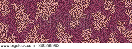 Turing Background, Organic Liquid Texture. Pattern With Fluid Ink Shapes, Chocolate Brown Color. Wid