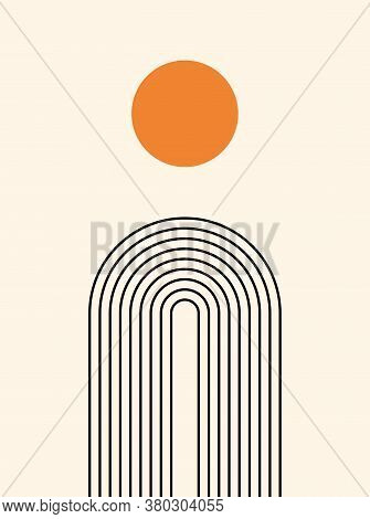 Abstract Background. Line Art. Contemporary  Geometric Composition. Boho Wall Decor. Mid Century Art