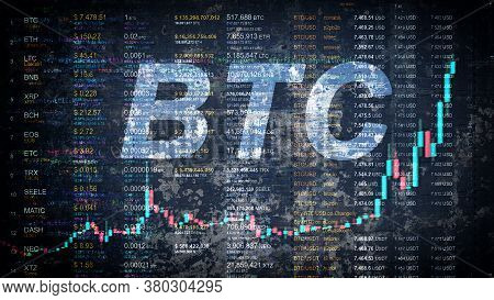 The Insane Growth Of The Bitcoin Cryptocurrency With The Chart Rushing Upward. The Btc Price Flies T