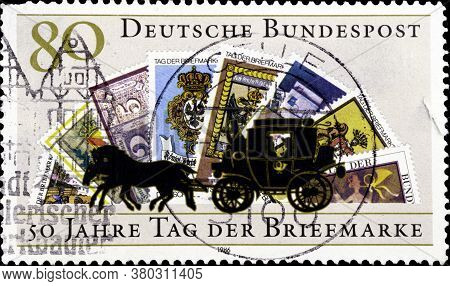 02 09 2020 Divnoe Stavropol Territory Russia The German Postage Stamp 1986 The Day Of Stamps 50th An