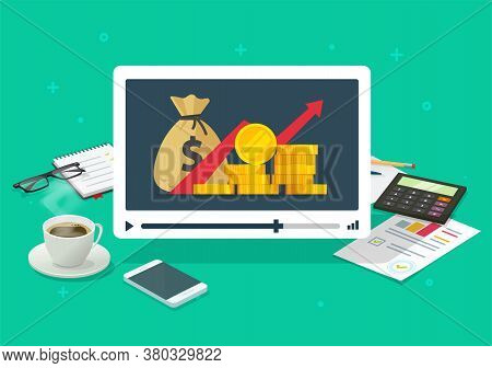 Investment Webinar Learning Video Courses Online Vector, Stocks Market Trading Training Study, Educa
