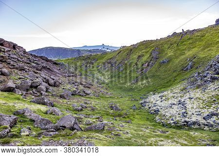View On Snaefellsjoekul Volcano In Summer During Daytime