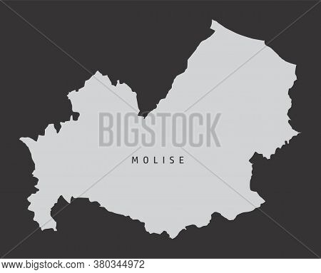 The Molise Region Gray Silhouette Map Isolated On Dark Background, Italy