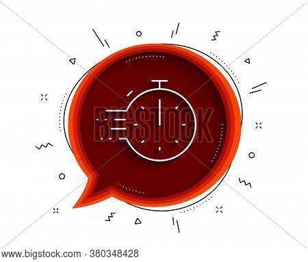 Cooking Timer Line Icon. Chat Bubble With Shadow. Frying Stopwatch Sign. Food Preparation Symbol. Th