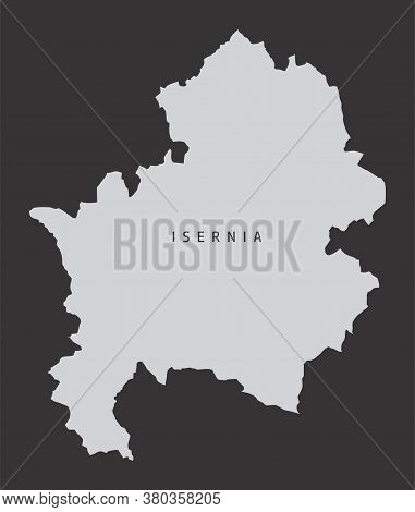 The Isernia Province Gray Silhouette Map Isolated On Dark Background, Italy