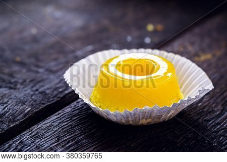 A Brazilian Dessert Made With Eggs And Coconut. Quindim, Noderste Do Brasil Cuisine