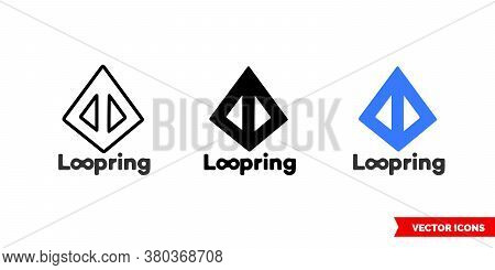 Loopring Cryptocurrency Icon Of 3 Types Color, Black And White, Outline. Isolated Vector Sign Symbol
