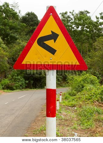 Bending Roadtraffic Sign