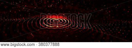 Wave Of Particles. Abstract Current Wave Surface Of Ring Circumferential Lines. Abstract Fire Backgr