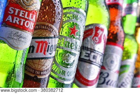 Bottles Of Famous Global Beer Brands