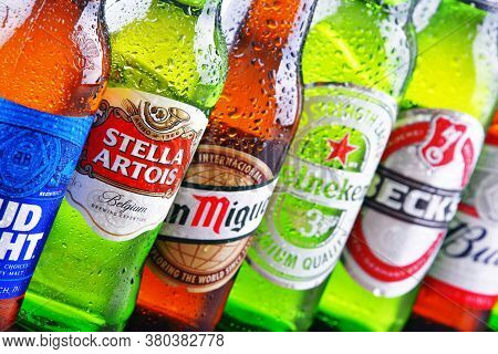 Bottles Of Famous Global Beer Brands