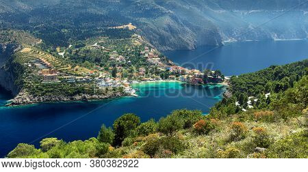 Wonderful Summer Seascape Of Ionian Sea. Wonderful Place For Holiday. Amazing Greece. Picturesque Co