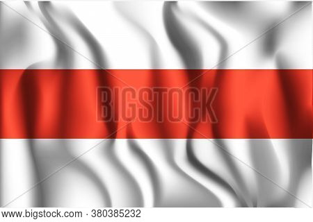 Belarus. Historical White-red-white Flag. Rectangular Icon. Waving Effect. Vector Illustration