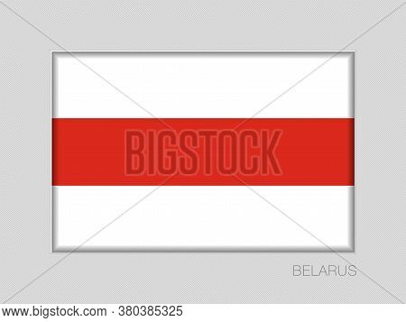 Belarus. Historical White-red-white Flag. National Ensign Aspect Ratio 2 To 3 On Gray Cardboard