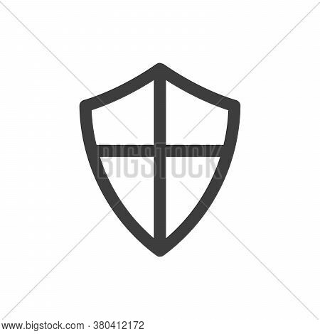 Shield Icon With Cross. Protection Security Concept. Privacy Icon. Stock Vector Illustration Isolate
