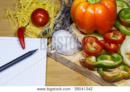 caderno de receitas e especiarias