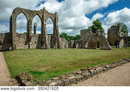 Ruins of Bayham Abbey, East Sussex, England, UK - church, chapter house and gatehouse