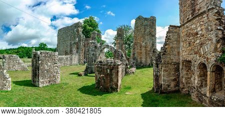 Ruins of Bayham Abbey, East Sussex, England, UK - church, chapter house and gatehouse