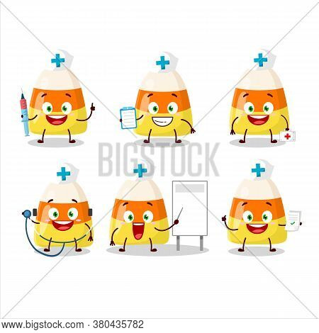 Doctor Profession Emoticon With Candy Corn Cartoon Character