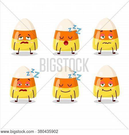Cartoon Character Of Candy Corn With Sleepy Expression