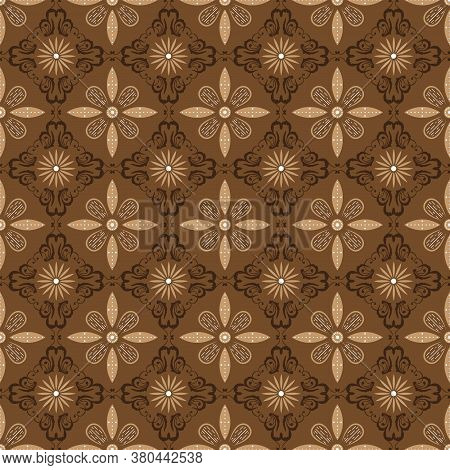 Simple Java Batik Pattern With Seamless Brown Color Design.