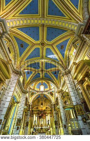 Puebla, Mexico - January 5, 2019 Altar Basilica Santa Clara De Asis Church Historic Puebla Mexico. B
