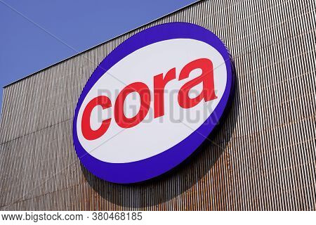Bordeaux , Aquitaine / France - 08 04 2020 : Cora Hypermarket Logo And Sign On Supermarket Entrance