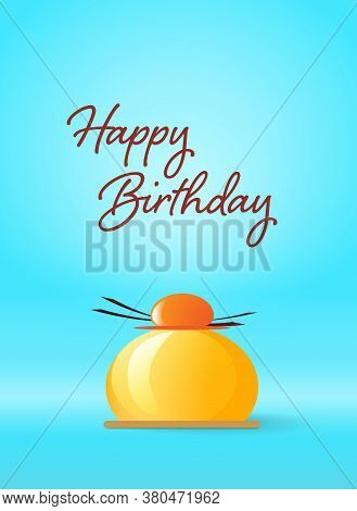 Vector Illustration. Bright Birthday Greeting Card With A Mini Cake.