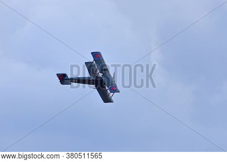 Ickwell, Bedfordshire, England - August 02, 2020: Vintage Biplane Avro 504k 'e3273' G-adev Aircraft 
