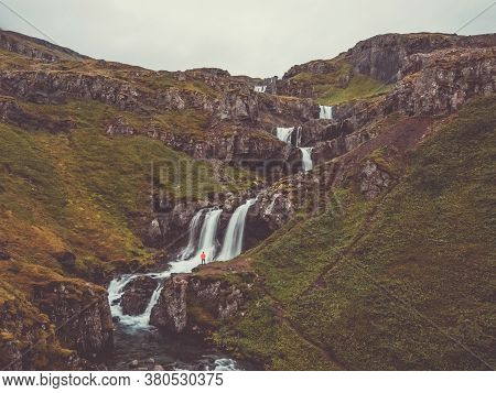Klifbrekkufossar Waterfalls On The Eastern Coast Of Iceland