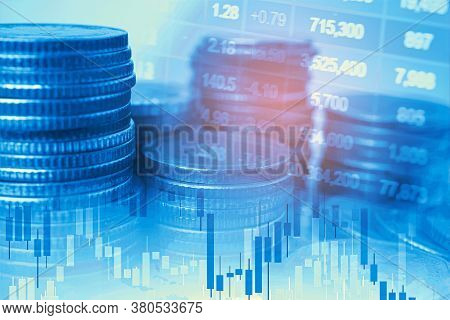 Stock Market Investment Trading Financial, Coin And Graph Chart Or Forex For Analyze Profit Finance 