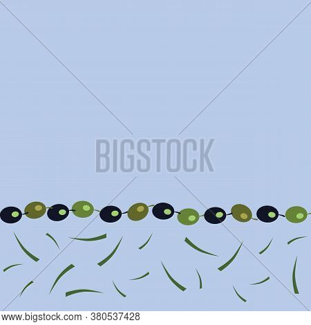 Greek Green Blue Olives Border Design Vector Illustration