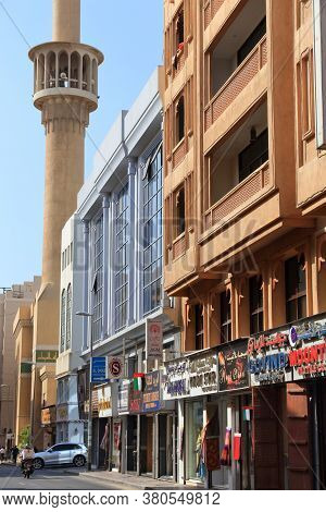 Dubai, Uae - December 9, 2017: People Visit Shopping Street In Al Souk Al Kabir District Of Dubai, U