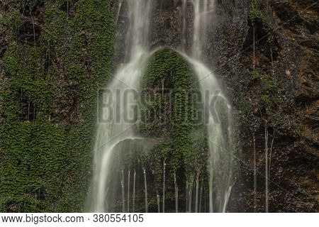 Waterfall Near Kouty Nad Desnou Village In Summer Day