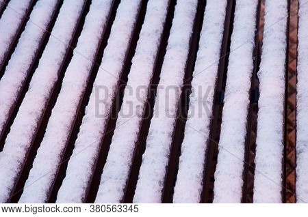 Frozen bars in the city of Sabinanigo. Huesca. Aragon. Spain.