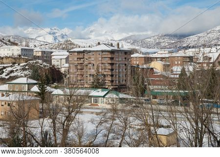 City of Sabinanigo and mountains. Huesca. Aragon. Spain.