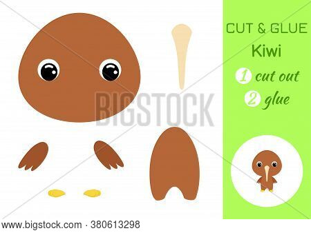 Cut And Glue Baby Kiwi Bird. Education Developing Worksheet. Color Paper Game For Preschool Children