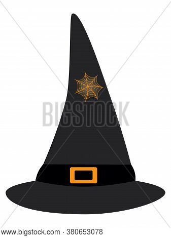 Halloween Vector Illustration Witch Hat. Isolated On White Background.