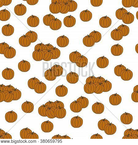 Vector Seamless Pattern Pumpkins. Halloween Background. Print On Paper, Fabric, Ceramics.